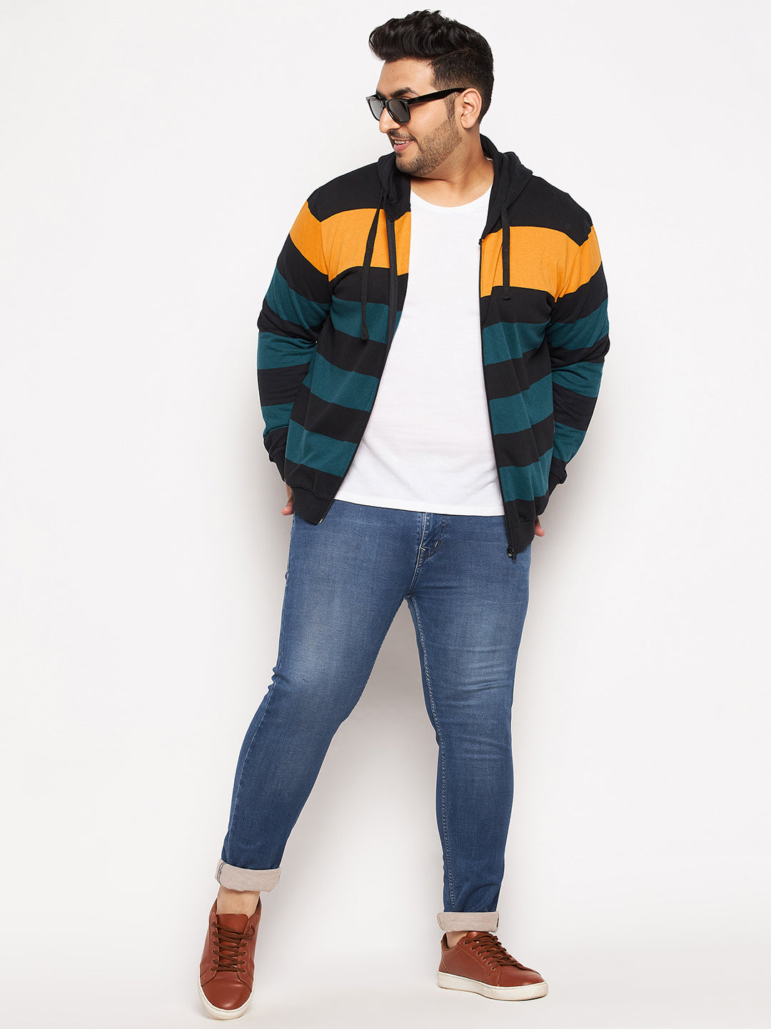 Austivo Men's Colour Block Hooded Sweatshirt