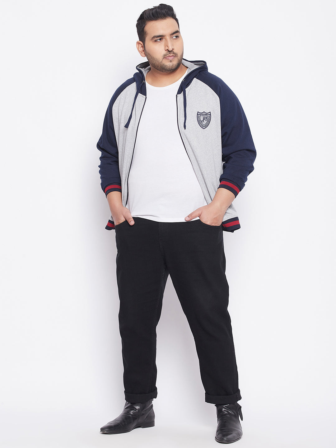 Austivo Men's Colour Block Hooded Sweatshirt