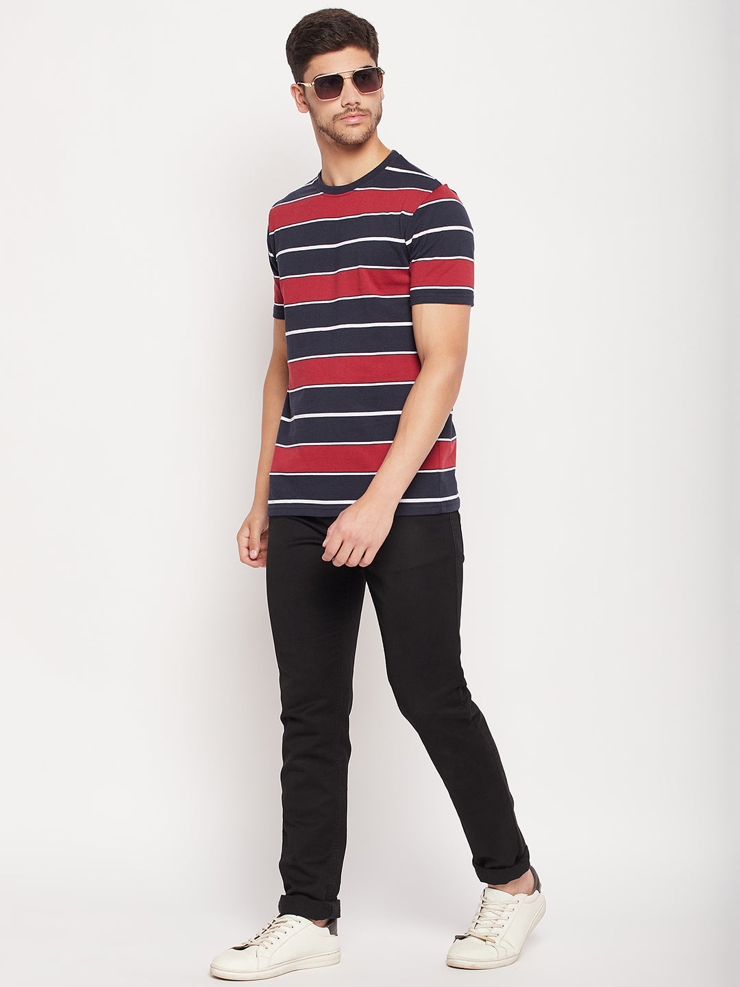 Austin Wood Men's Round Neck Striper T-shirt