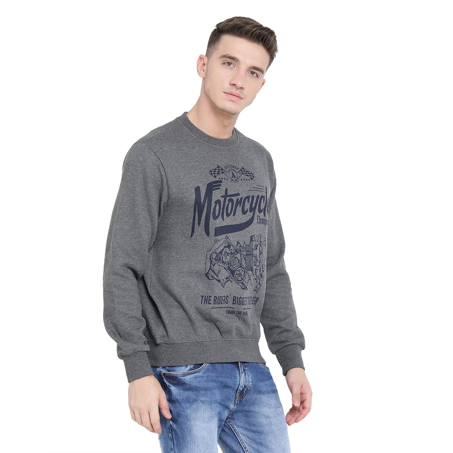 Men's Anthra Printed Round Neck Sweatshirt