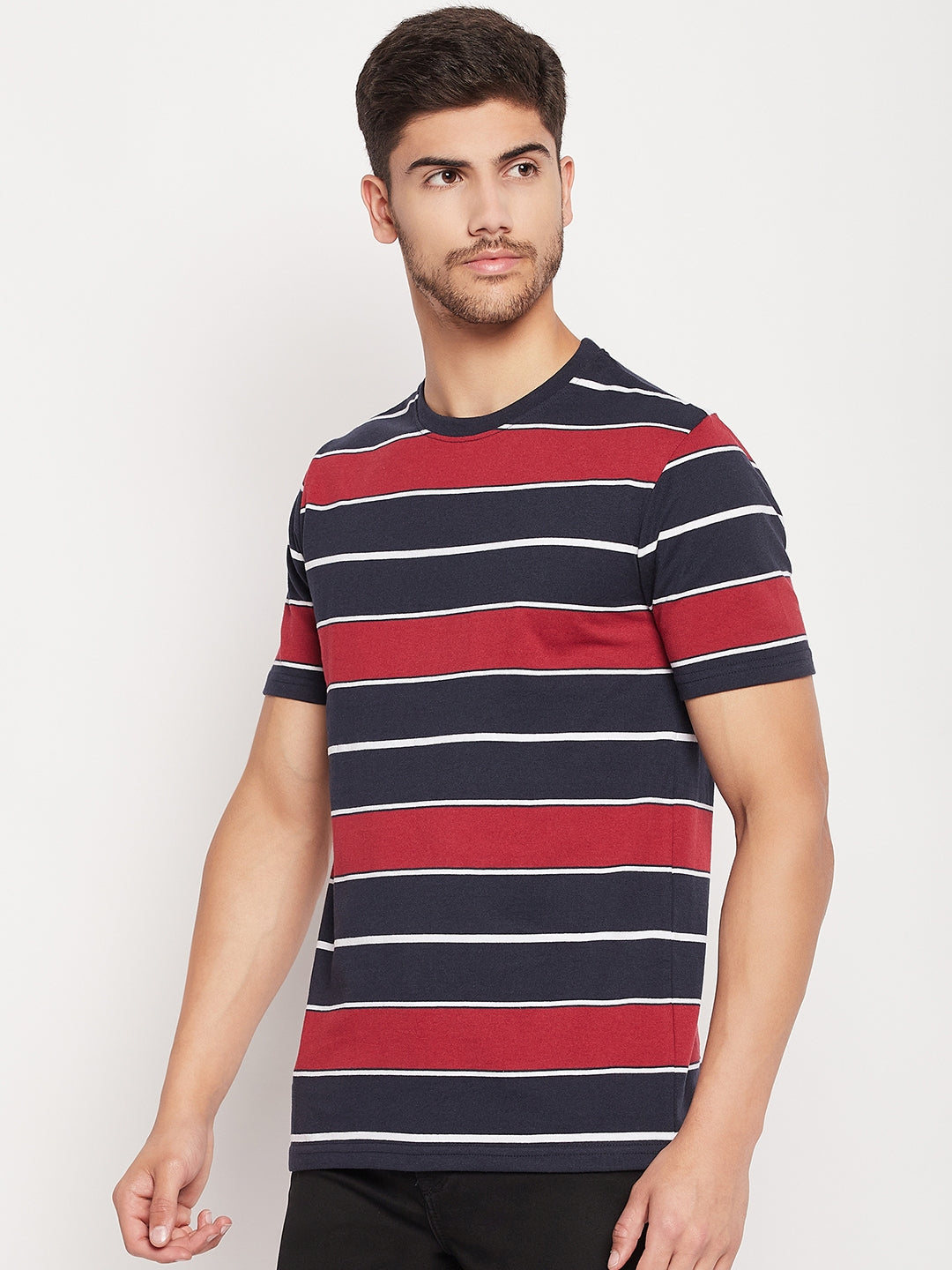 Austin Wood Men's Round Neck Striper T-shirt