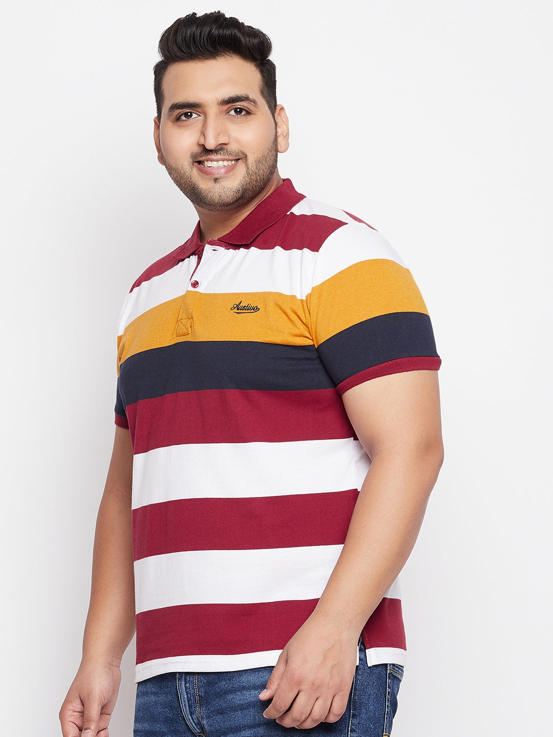 Austivo Men's Half Sleeves Polo Neck T-shirt