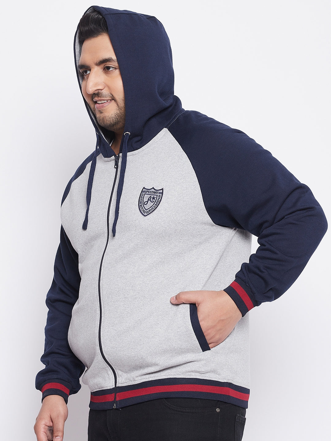 Austivo Men's Colour Block Hooded Sweatshirt