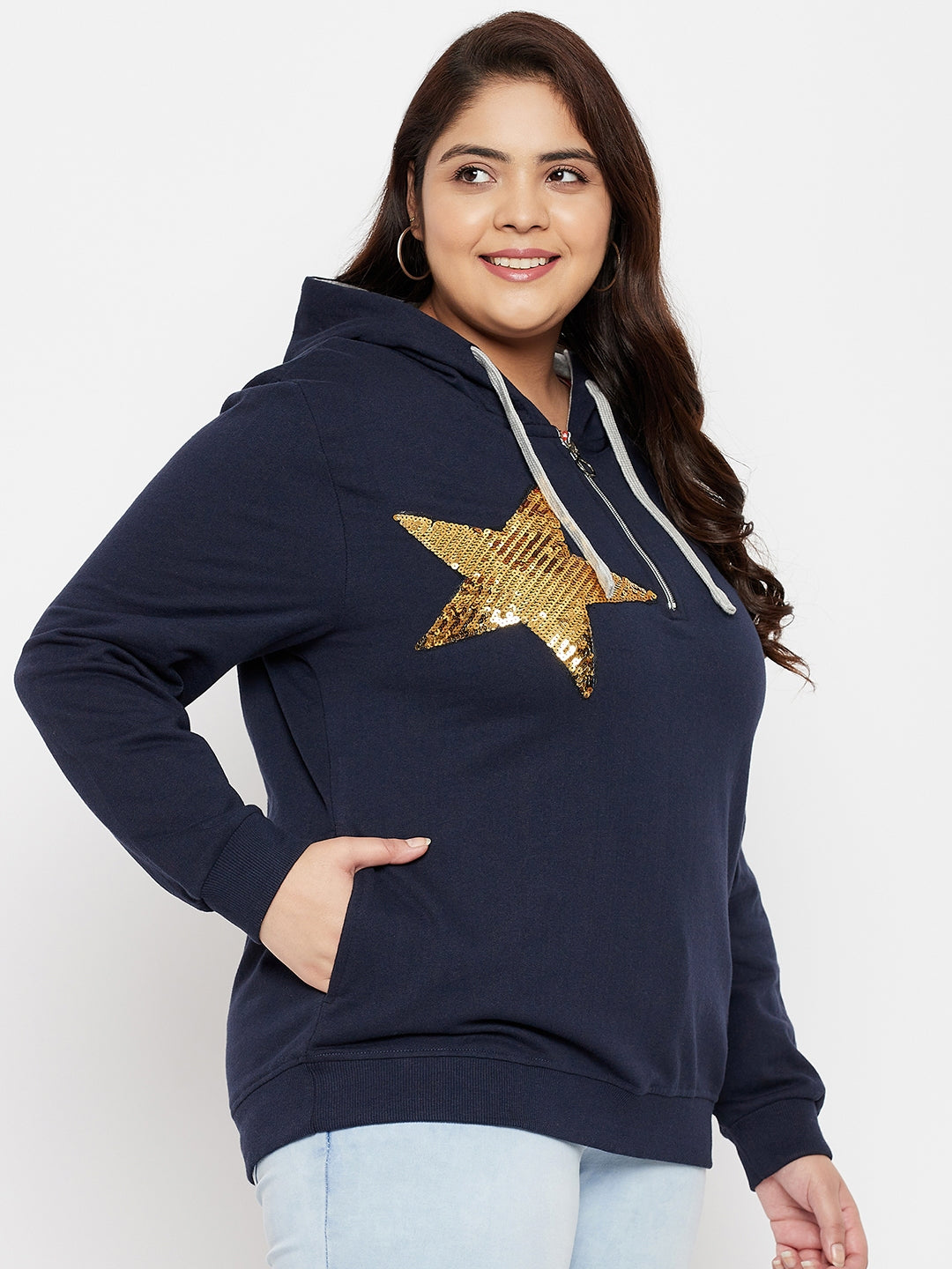 Austivo Women Solid Hooded Sweatshirt