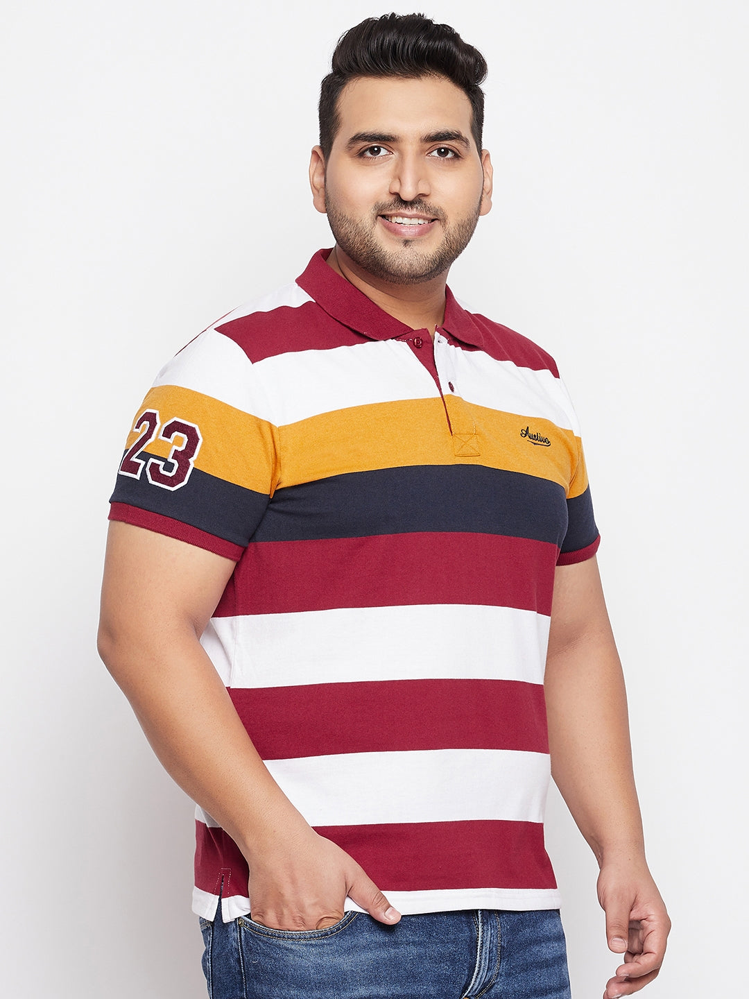 Austivo Men's Half Sleeves Polo Neck T-shirt
