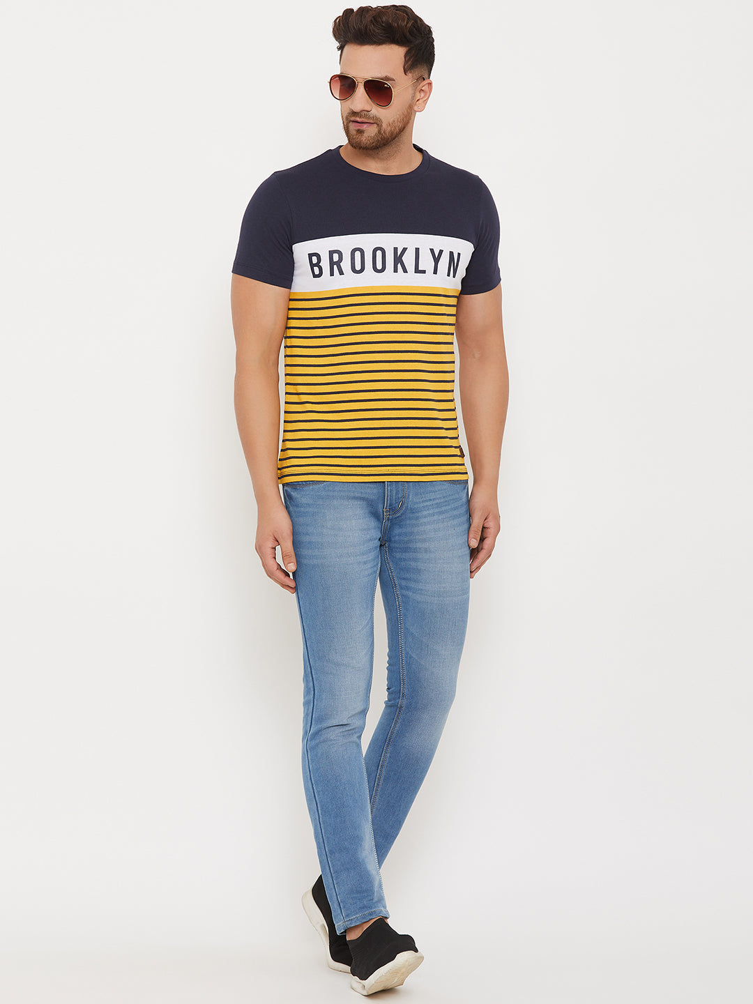 Austin Wood Men's Round Neck Striper T-shirt