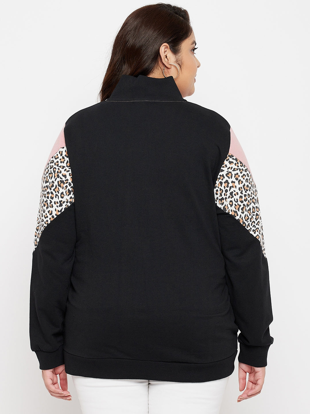 Austivo Women Colour Block High Neck Sweatshirt