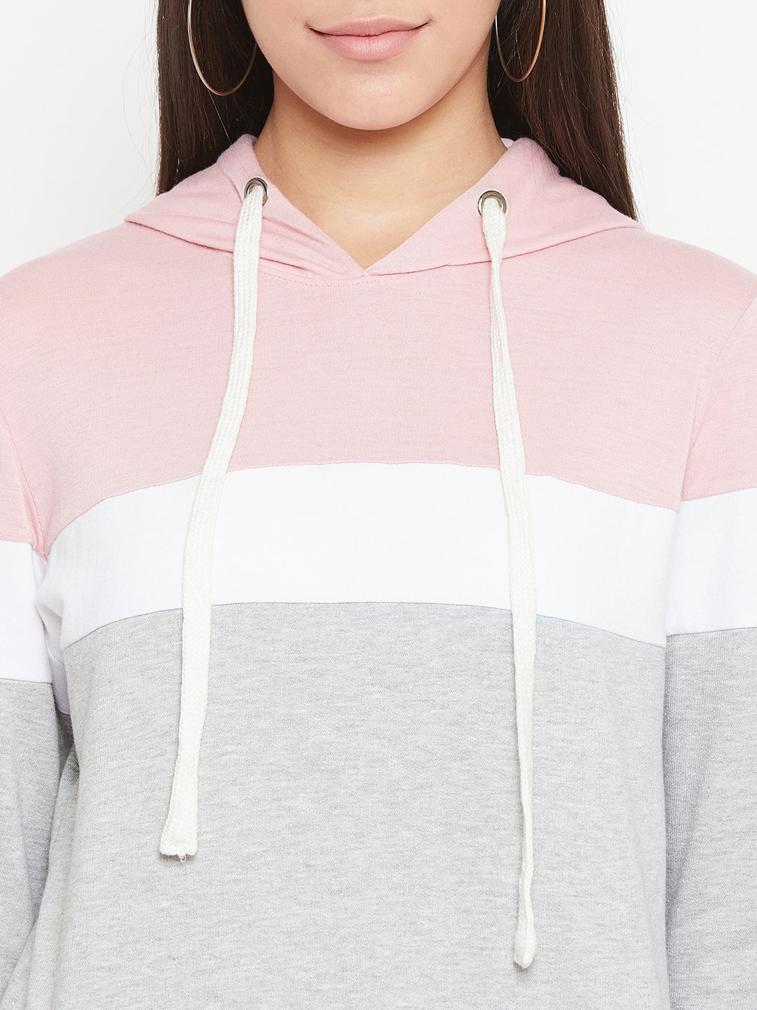 Austin Wood Women'sGrey Full Sleeves Colorblocked Hooded Tracksuit