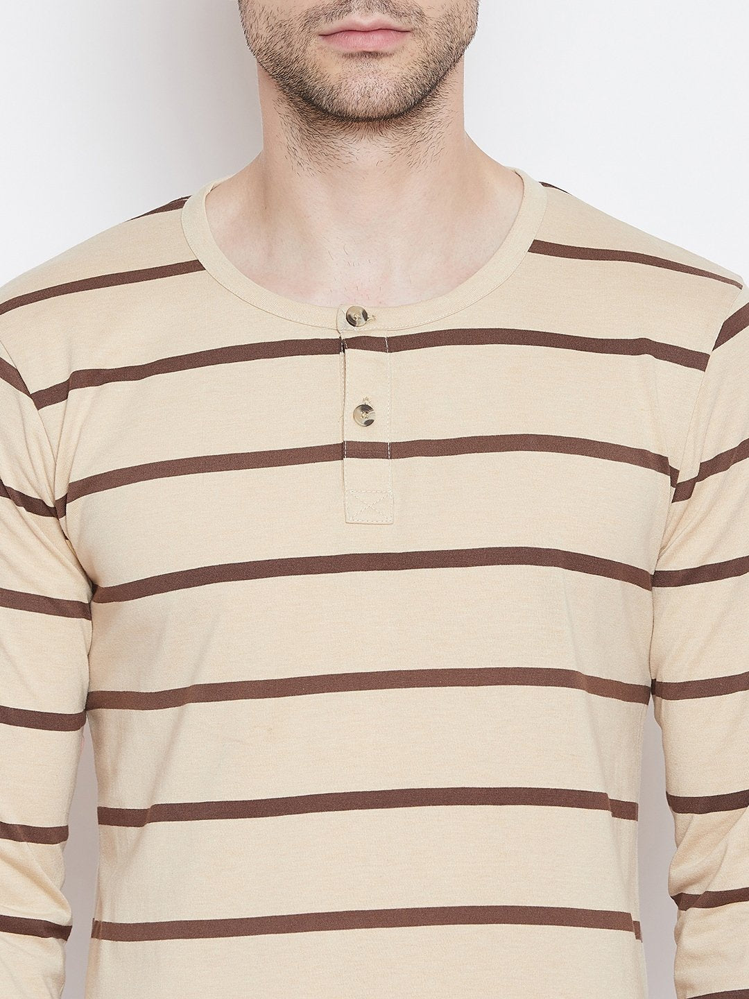 Yellow Solids Henley Neck T-shirt