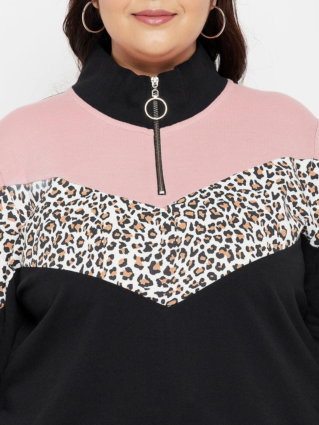 Austivo Women Colour Block High Neck Sweatshirt