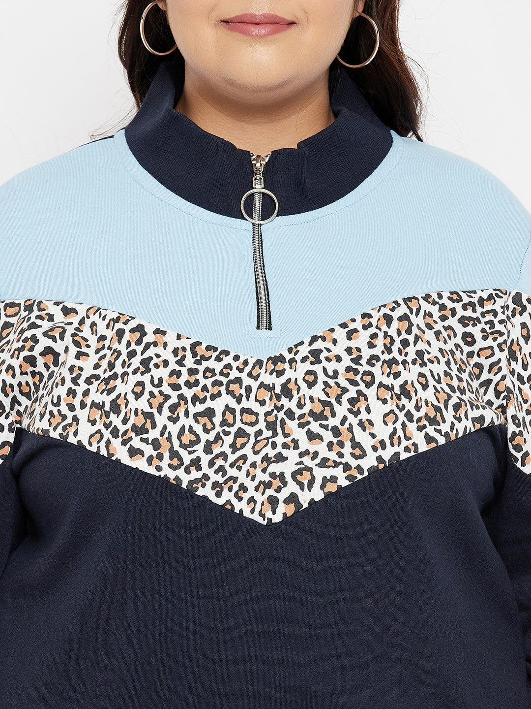 Austivo Women Colour Block High Neck Sweatshirt