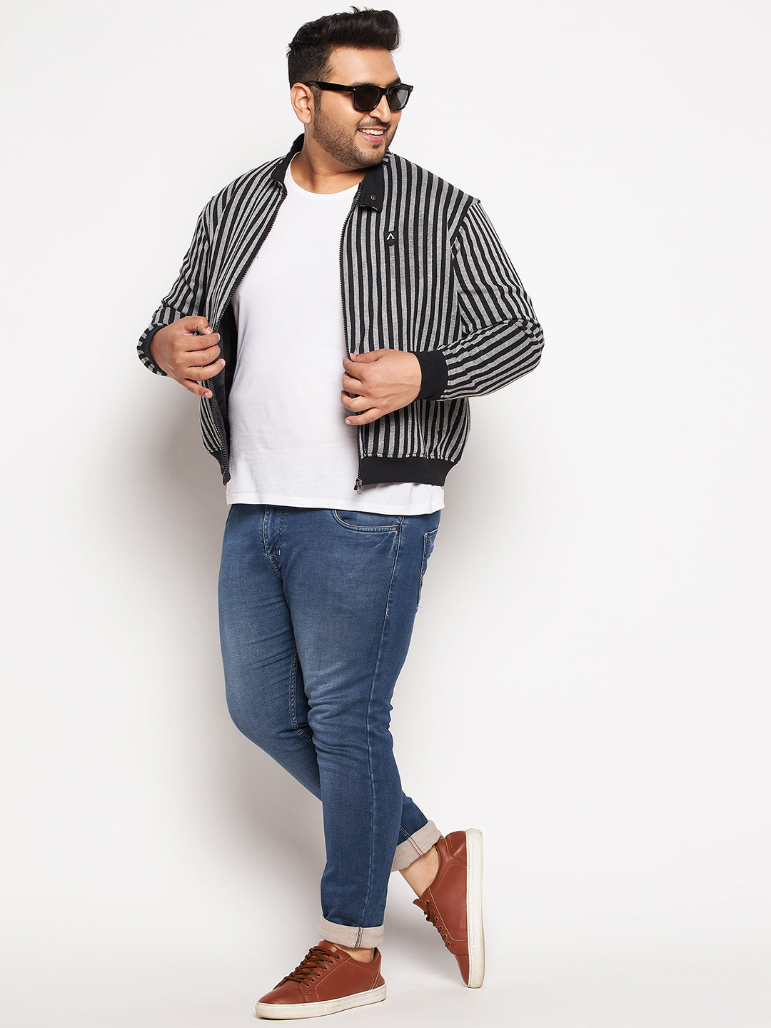 Full Sleeve Checkered Men Bomber Jacket