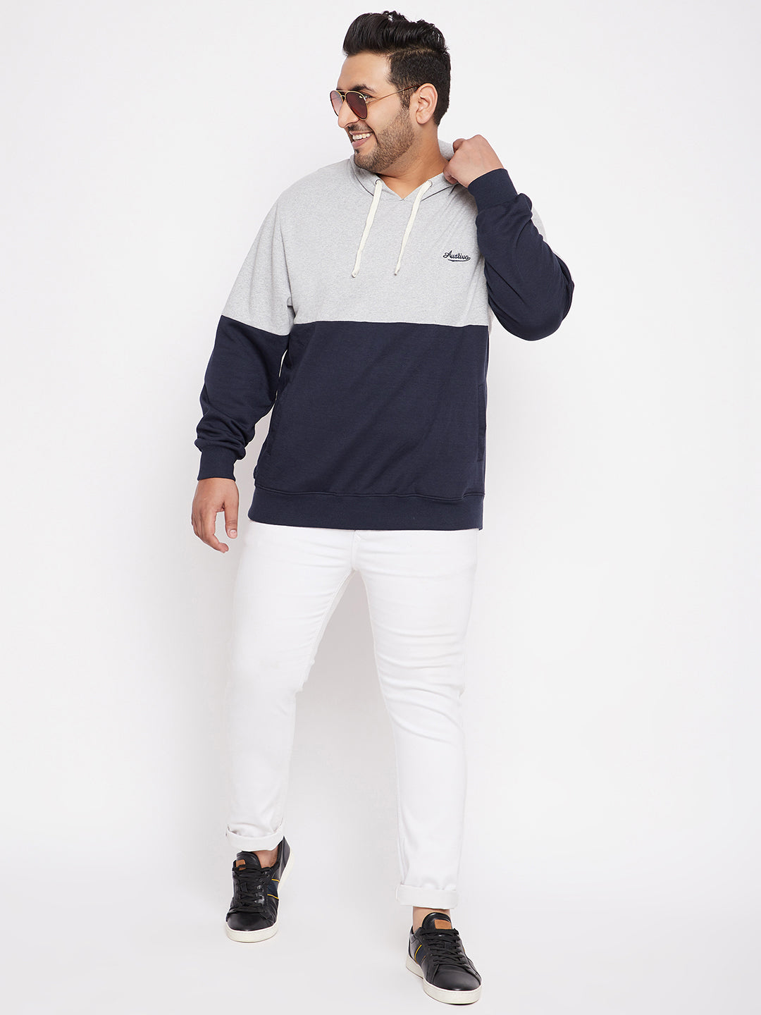 Austivo Men's Colour Block Hooded Sweatshirt