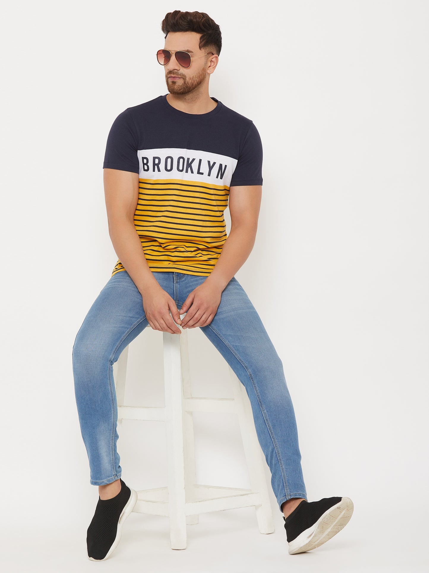 Austin Wood Men's Round Neck Striper T-shirt