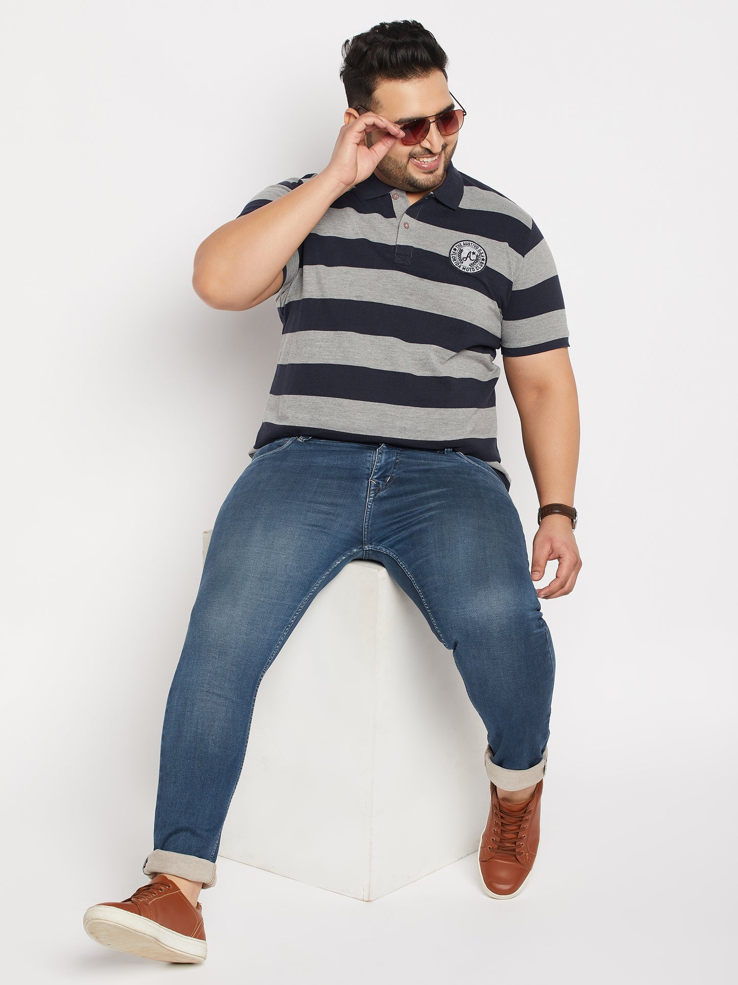 Pack of 2 Striped Men Polo Neck Multicolor T-Shirt