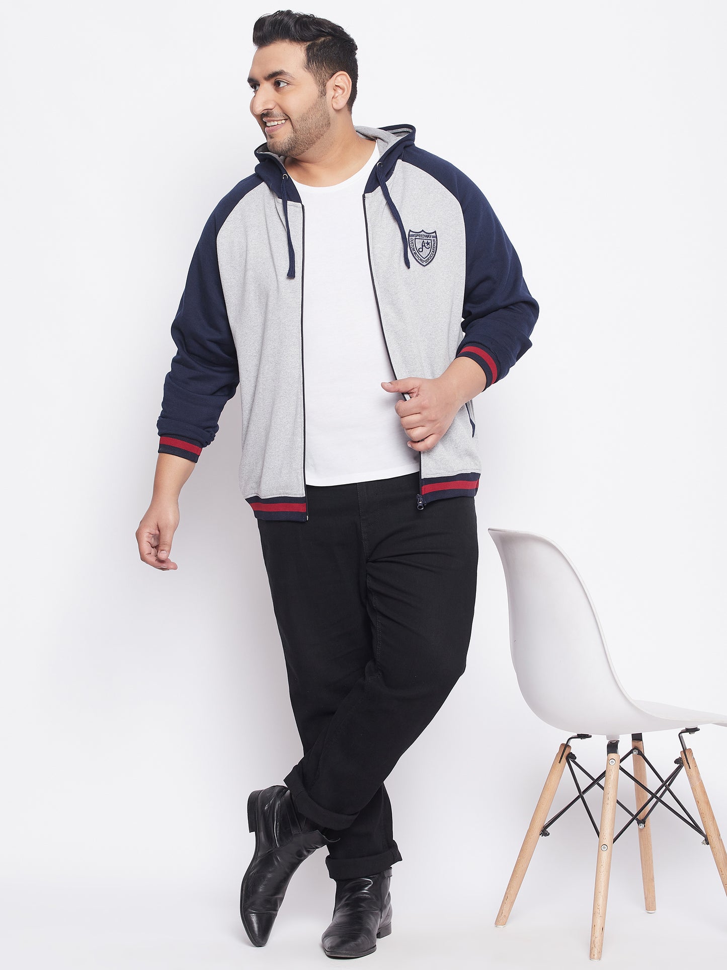 Austivo Men's Colour Block Hooded Sweatshirt