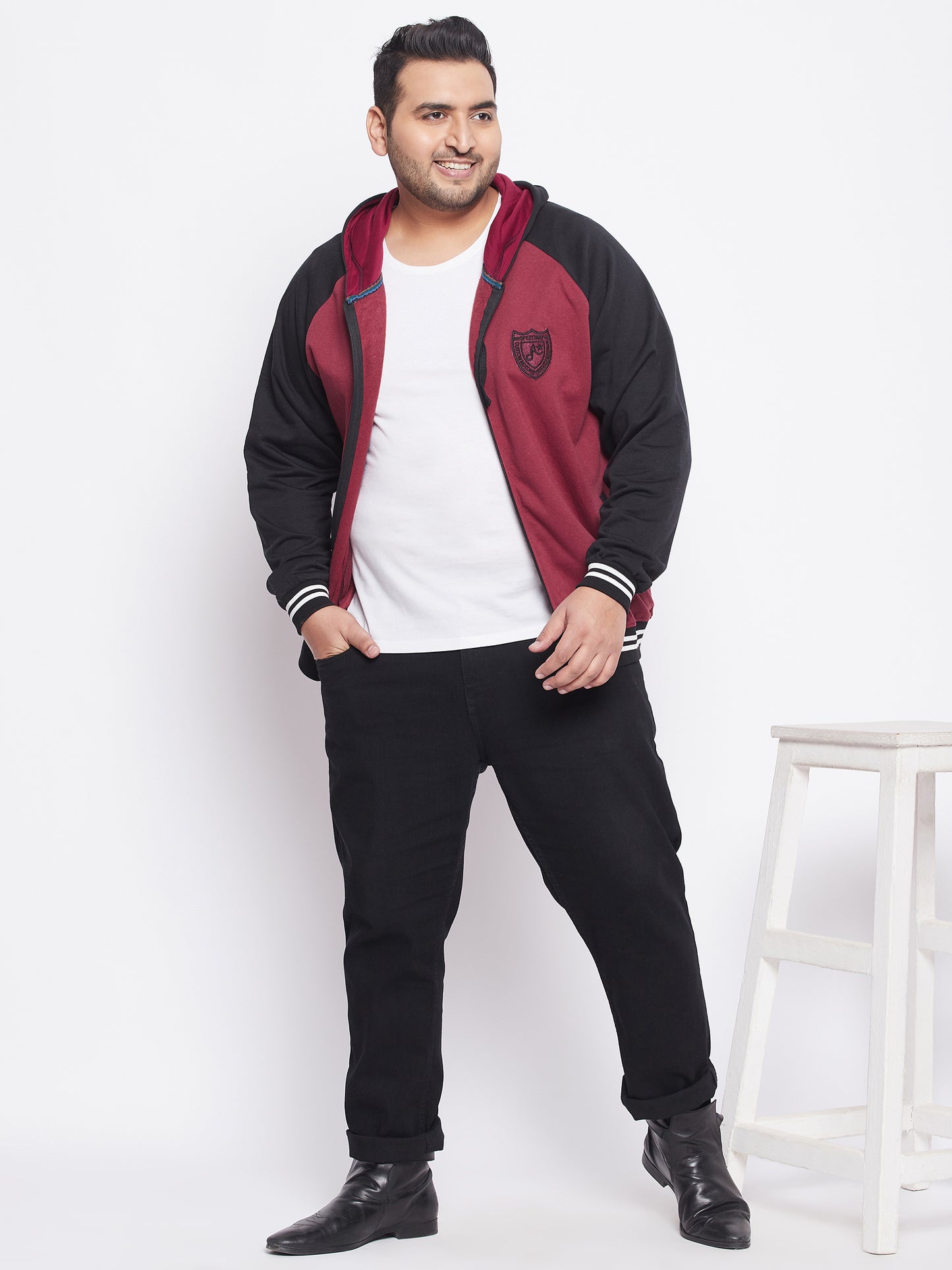 Austivo Men's Colour Block Hooded Sweatshirt