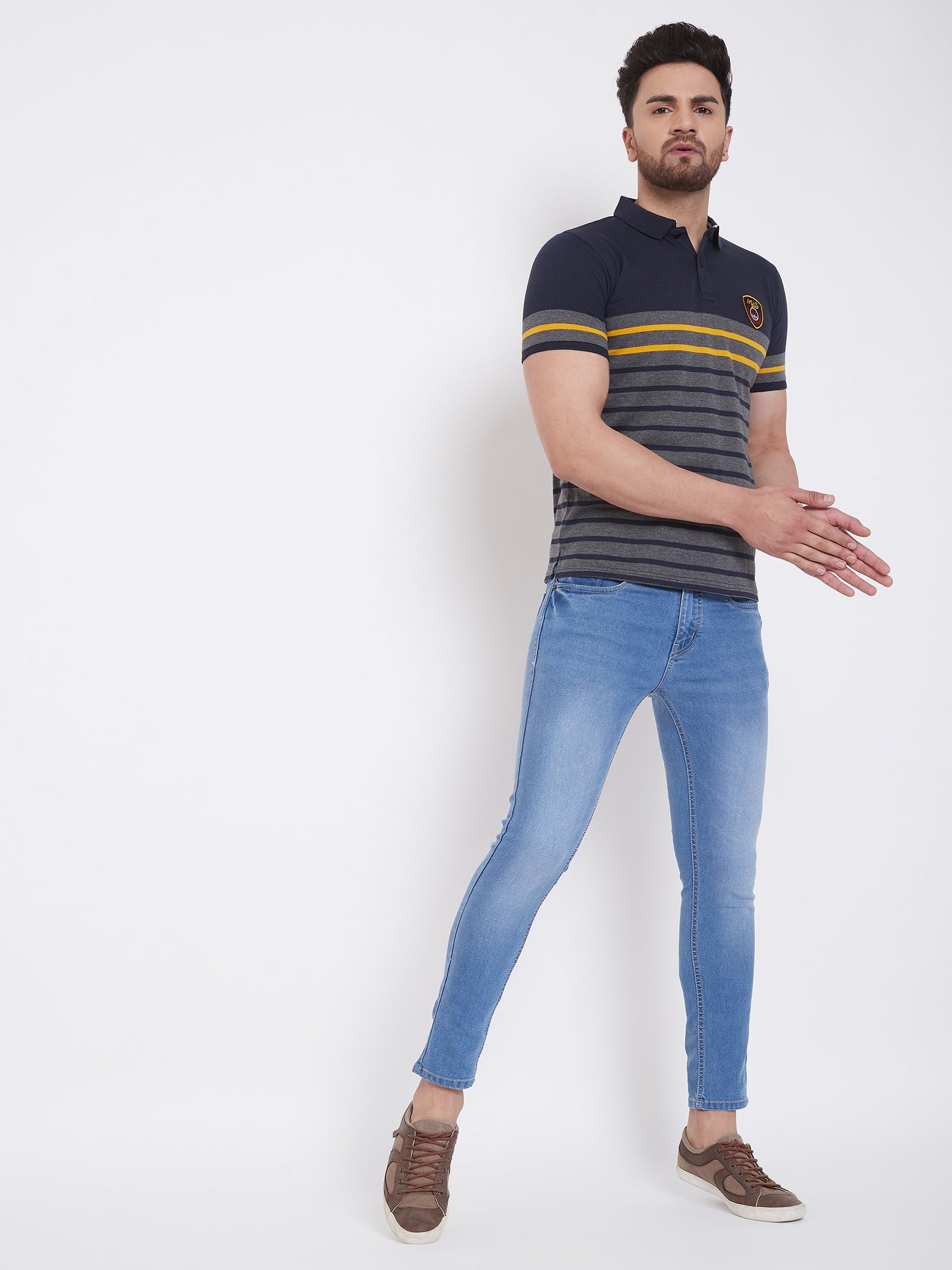 Navy blue Striper Polo T-shirt