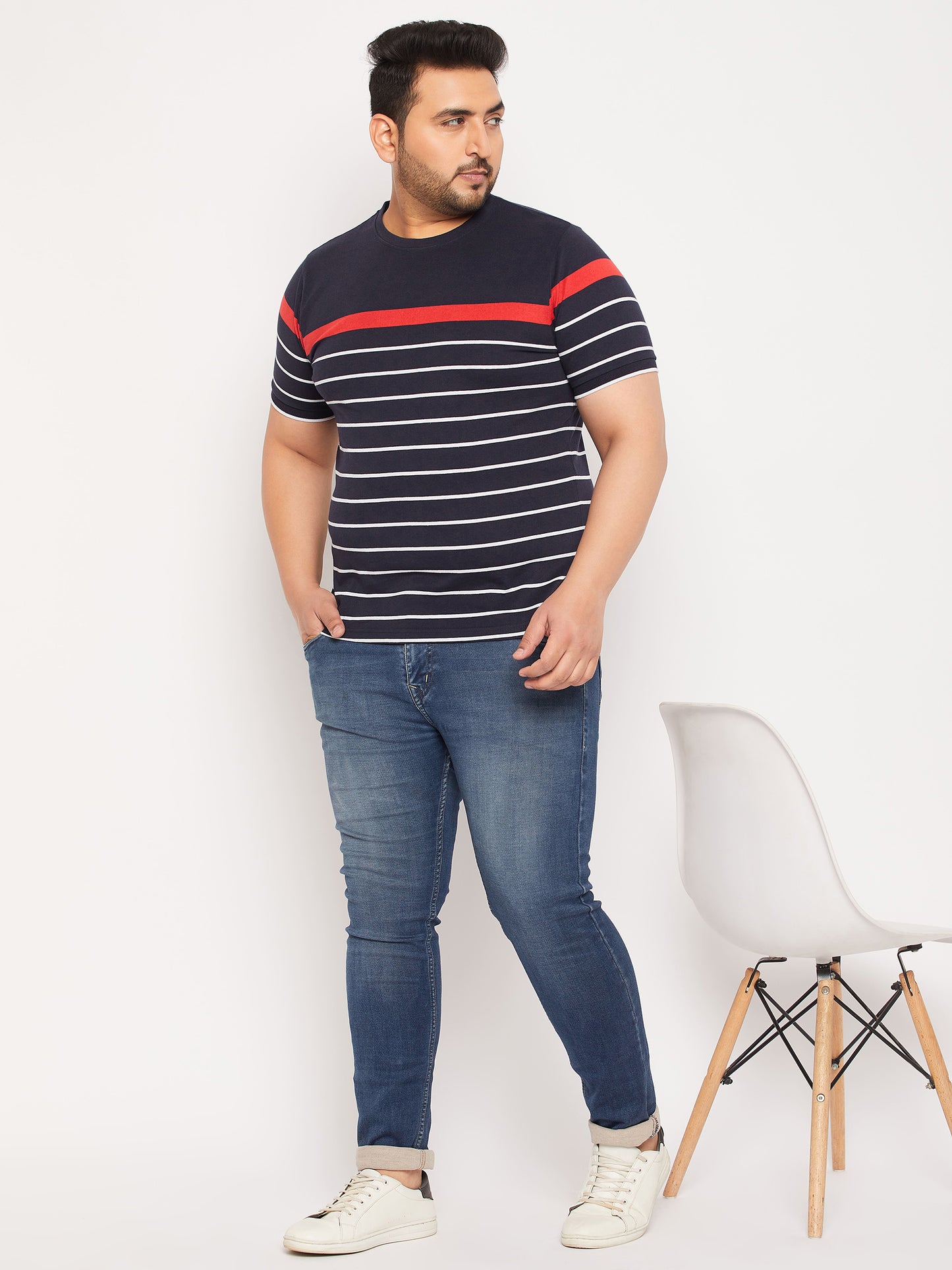 Austivo Striped Men Round Neck Multicolor T-Shirt