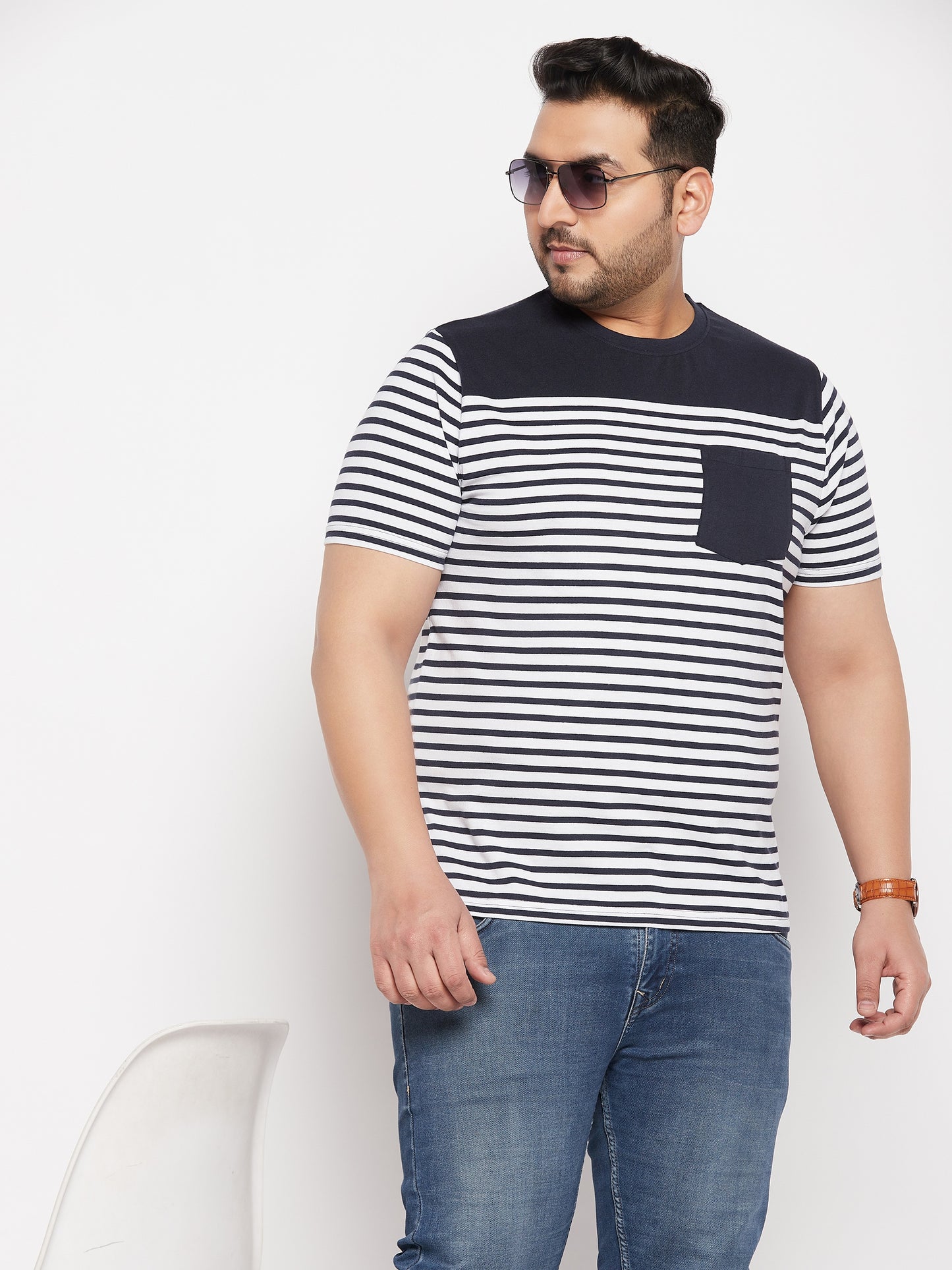 Austivo Striped Men Round Neck Multicolor T-Shirt