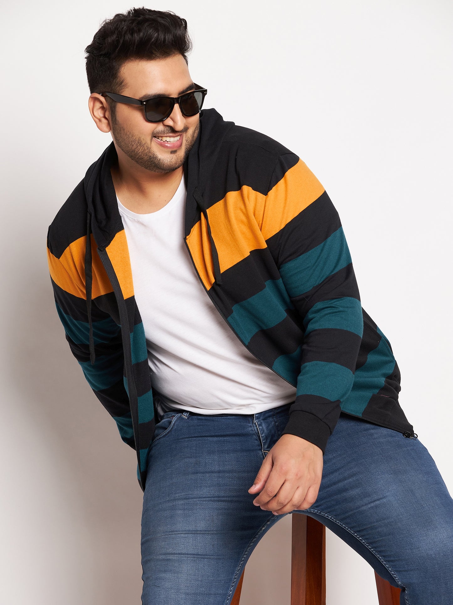 Austivo Men's Colour Block Hooded Sweatshirt