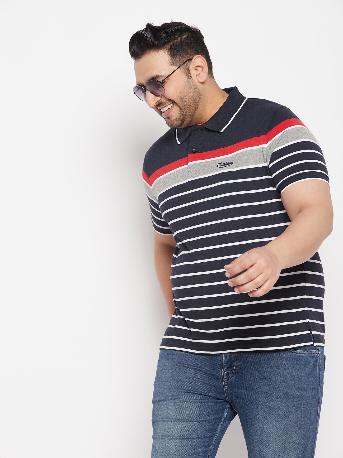 Striped Men Polo Neck Multicolor T-Shirt
