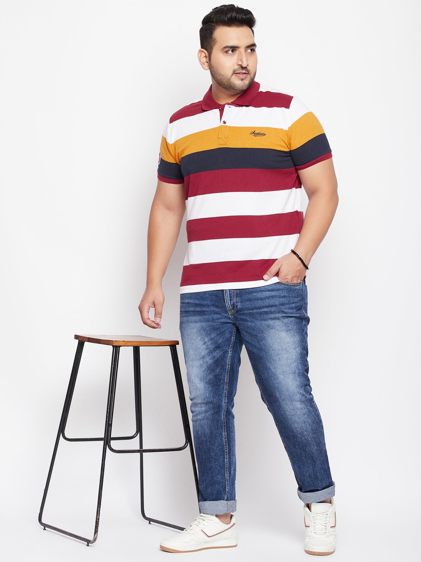 Austivo Men's Half Sleeves Polo Neck T-shirt