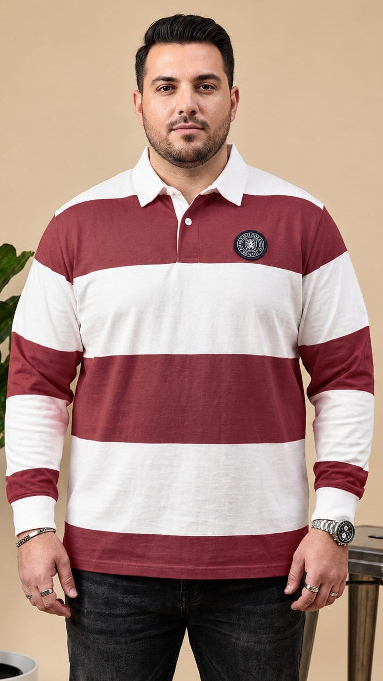 AUSTIVO Men's Plus Size Full Sleeve Polo Neck T-Shirt