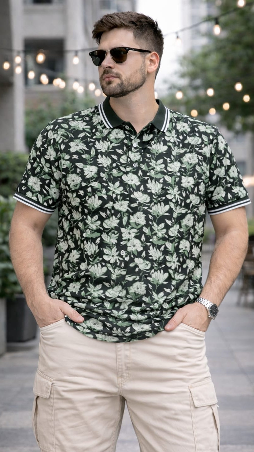 Austin Wood Printed Polo T-shirt
