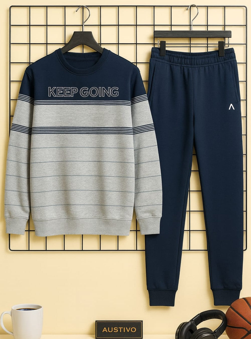 Austivo Plus Size Men's Co-ord Set