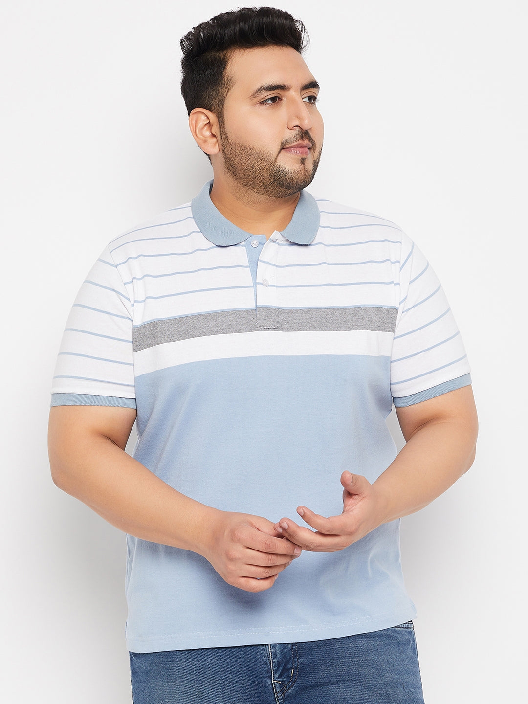 Austivo Striped Men Polo Neck Multicolor T-Shirt