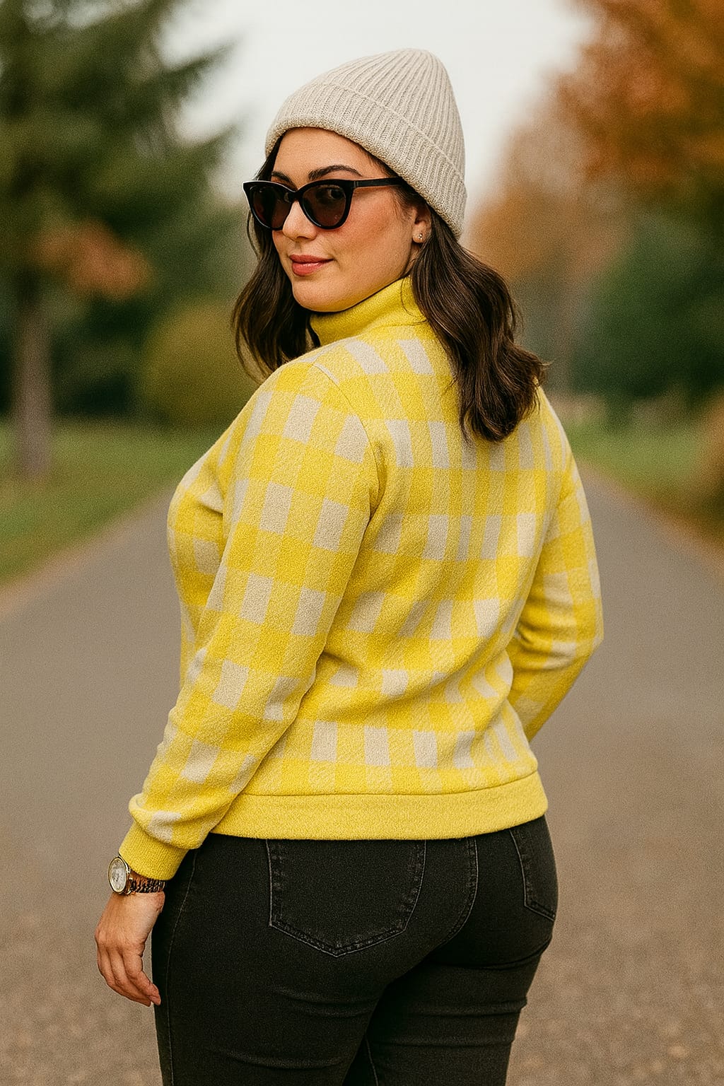 Austivo Women Colour Block High Neck Cardigan