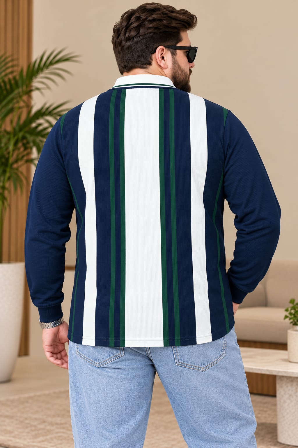 AUSTIVO Men's Plus Size Full Sleeve Polo Neck T-Shirt