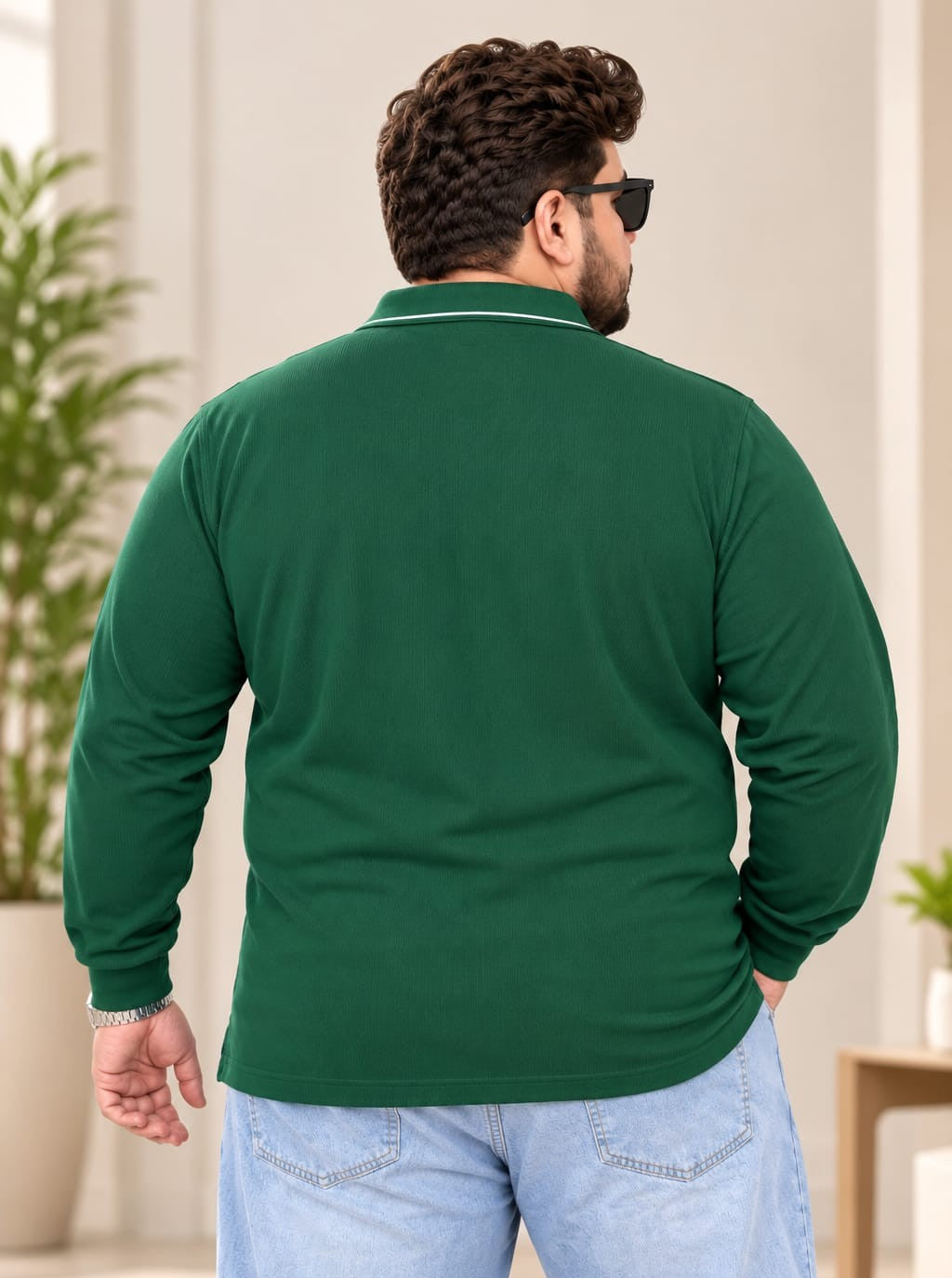 AUSTIVO Men's Plus Size Full Sleeve Polo Neck T-Shirt