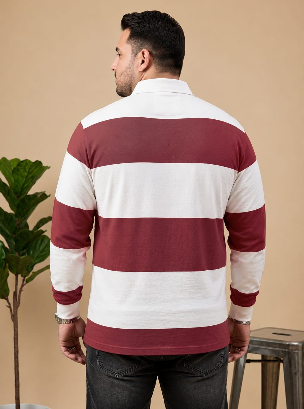 AUSTIVO Men's Plus Size Full Sleeve Polo Neck T-Shirt