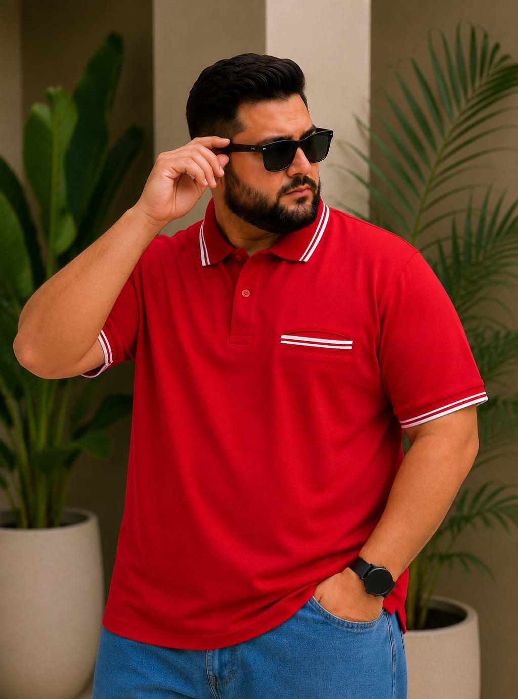 Austivo Men's Pocket Polo Neck T-shirt