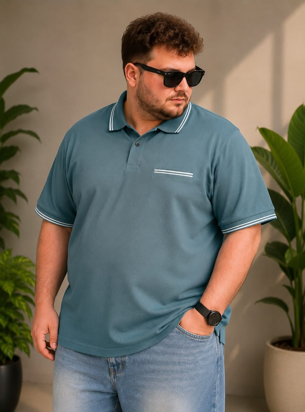 Austivo Men's Pocket Polo Neck T-shirt