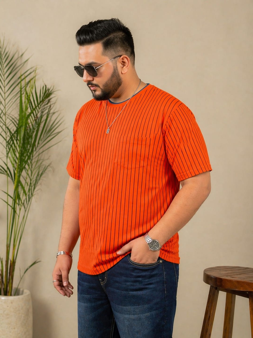 Austivo Men Round Neck Multicolor T-Shirt
