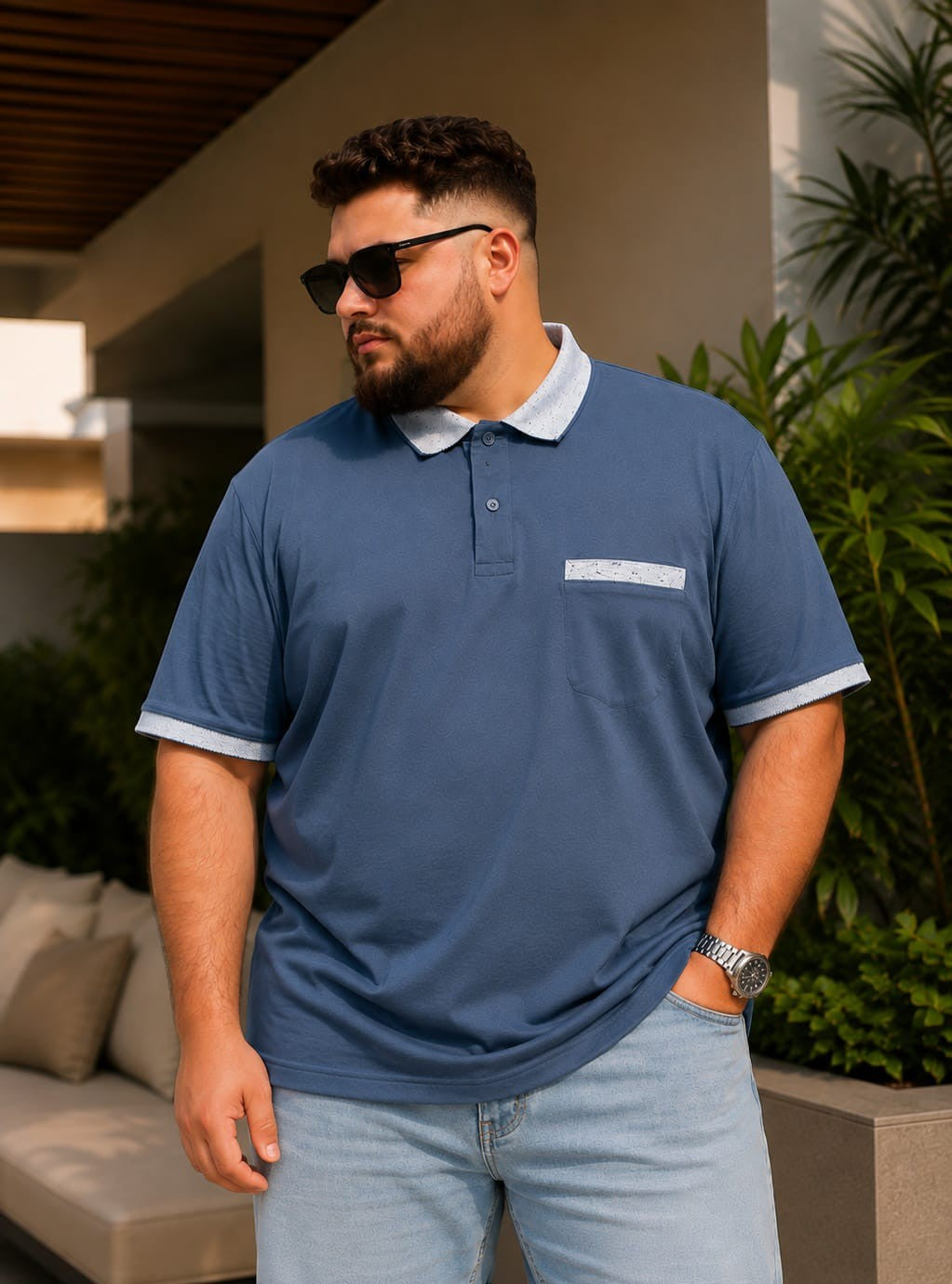 Austivo Men's Pocket Polo Neck T-shirt