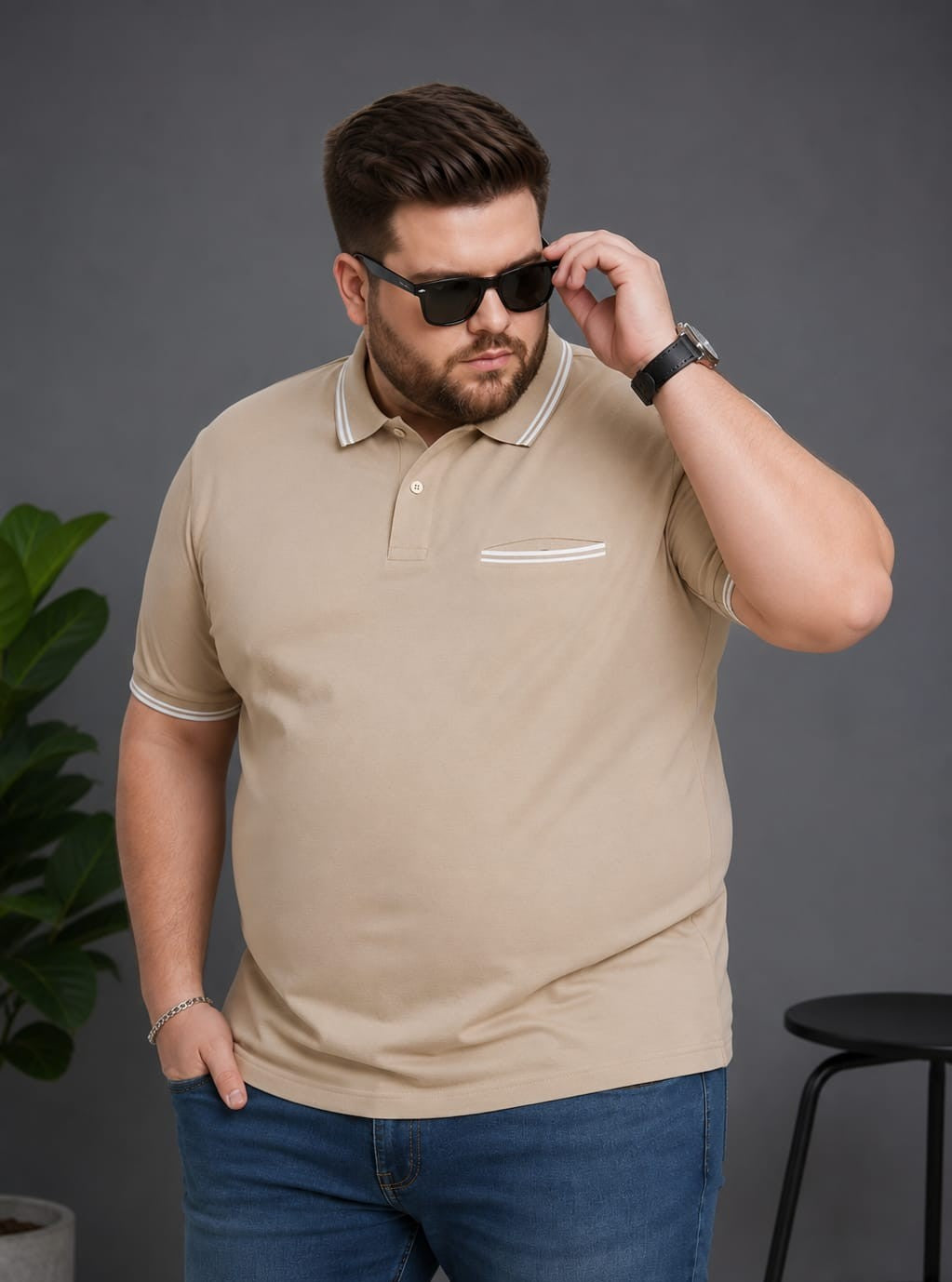 Austivo Men's Pocket  Polo Neck T-shirt