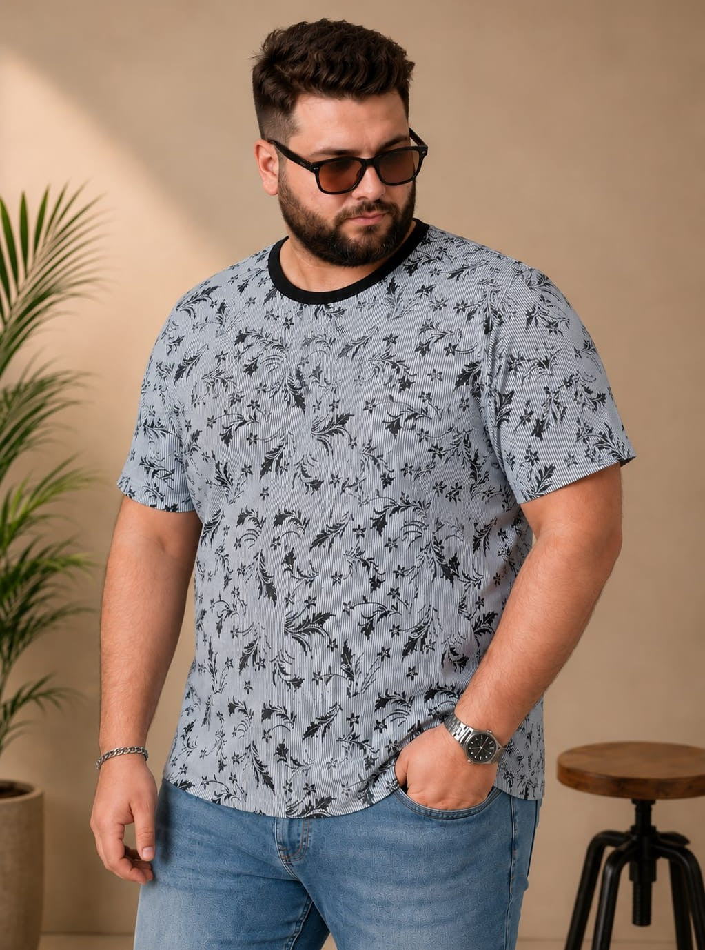 Austivo Men Round Neck Multicolor T-Shirt