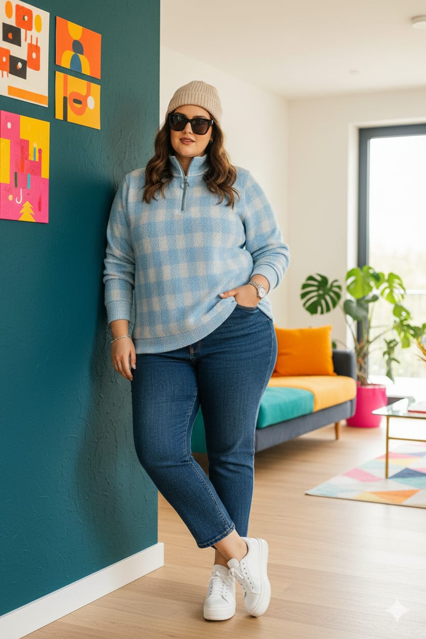 Austivo Women Colour Block High Neck Cardigan