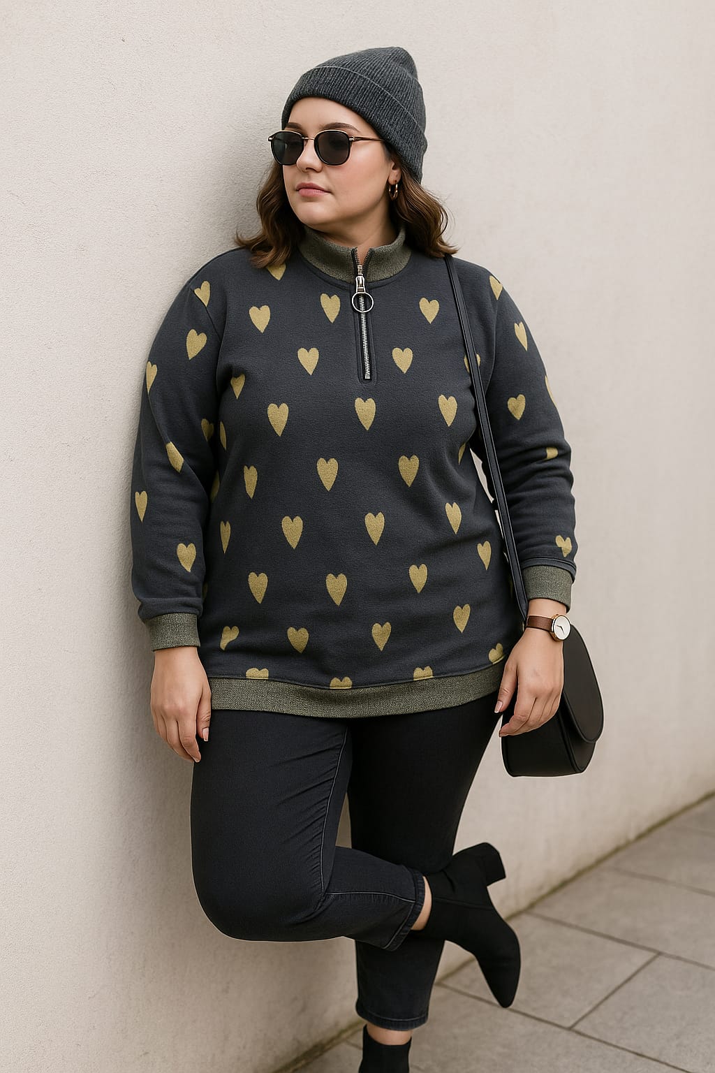 Austivo Women Colour Block High Neck Cardigan