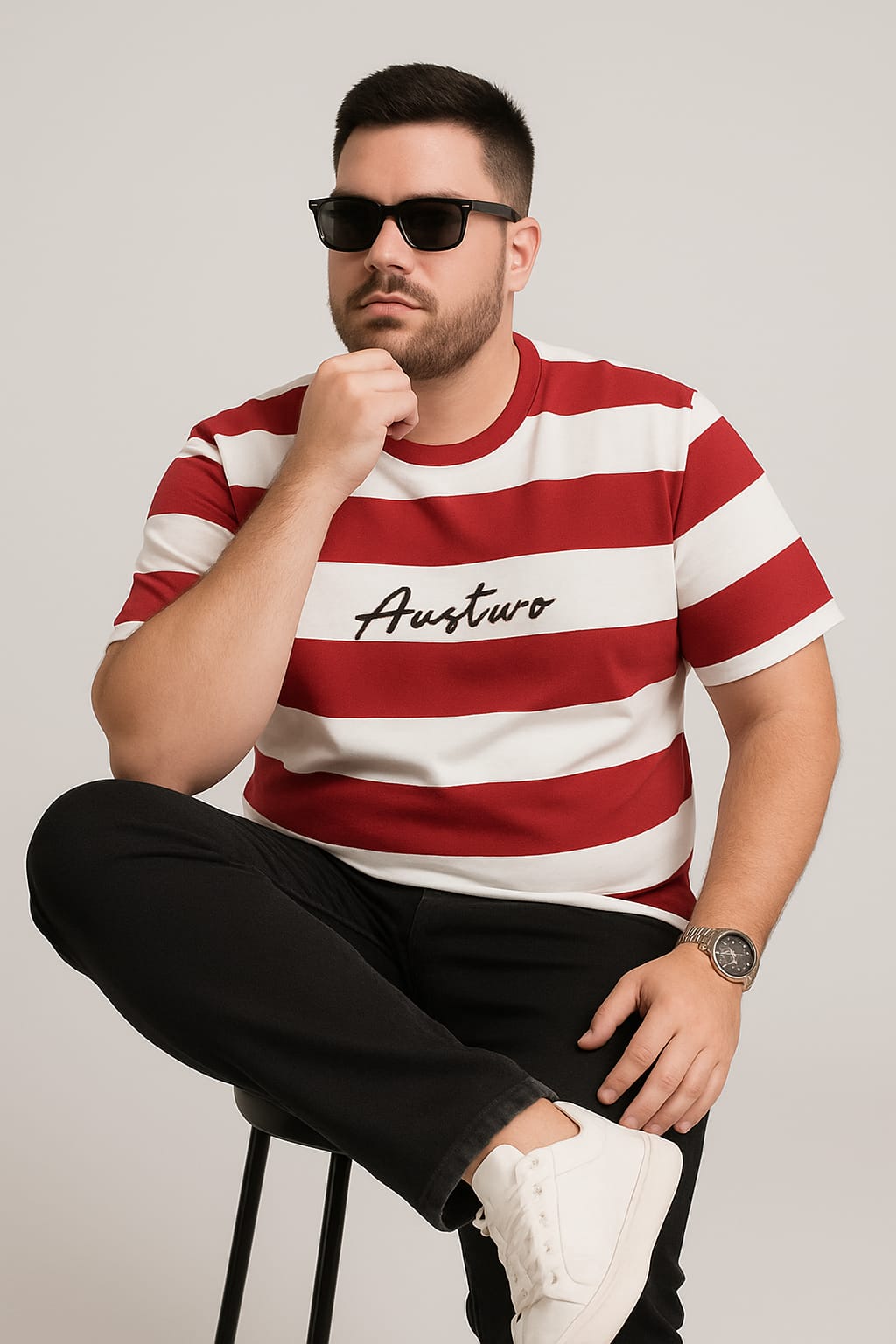 Austivo Men Round Neck Multicolor T-Shirt