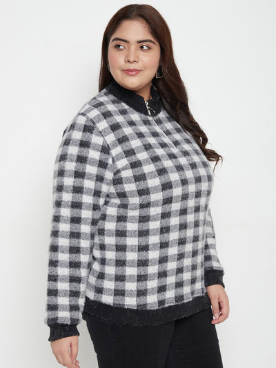 Austivo Women Colour Block High Neck Cardigan