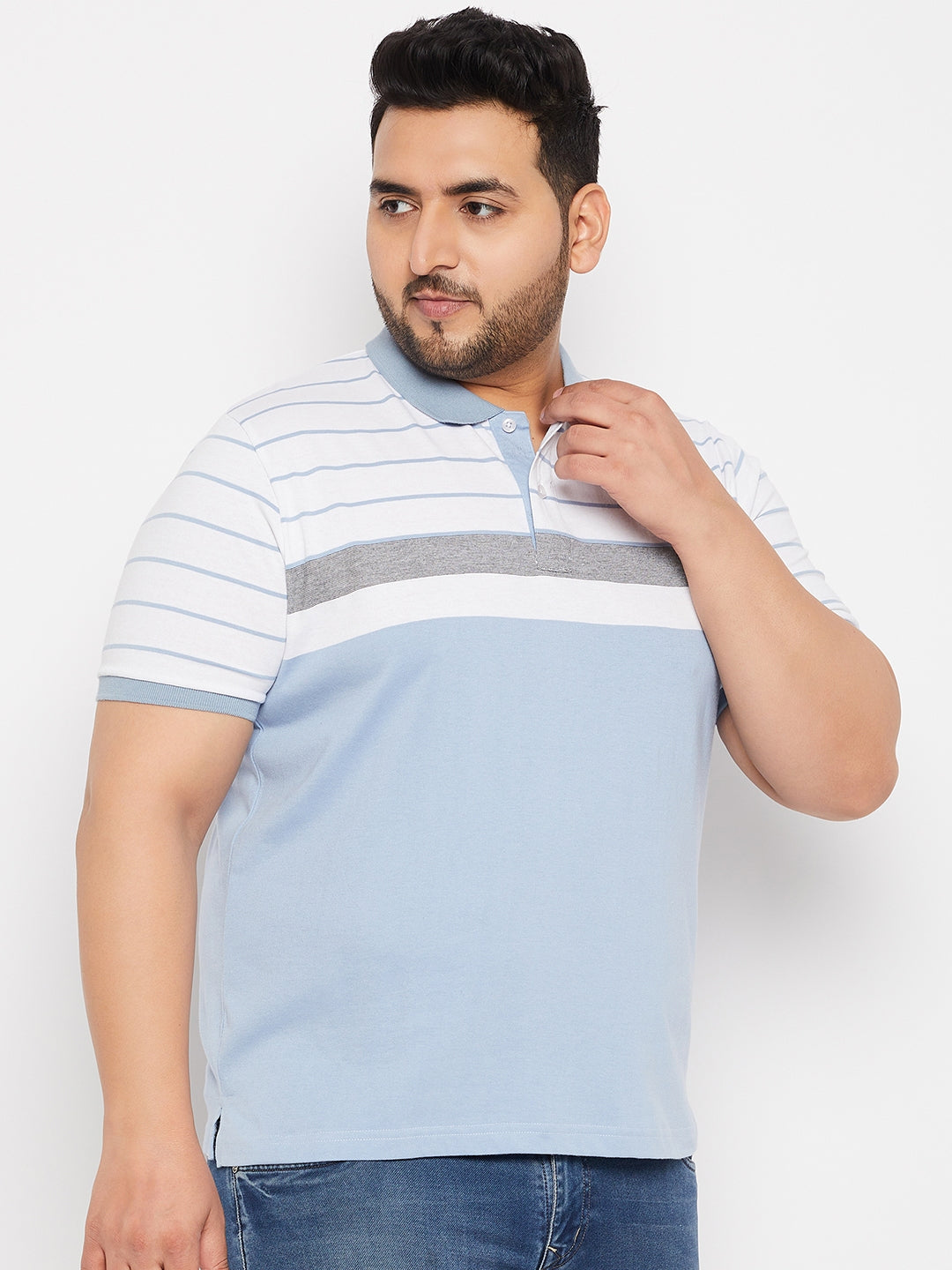 Austivo Striped Men Polo Neck Multicolor T-Shirt