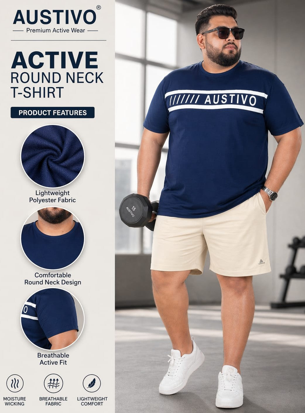 Austivo Men's Active Wear  T-shirt