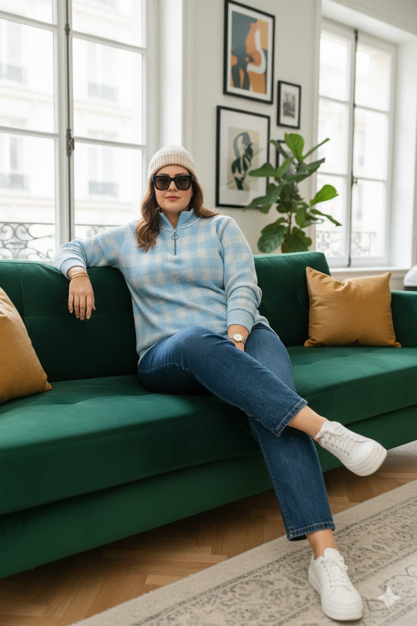 Austivo Women Colour Block High Neck Cardigan