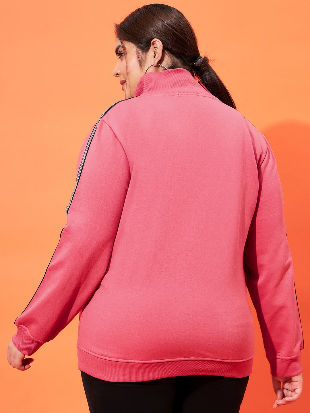 Austivo Women Colour Block High Neck Sweatshirt
