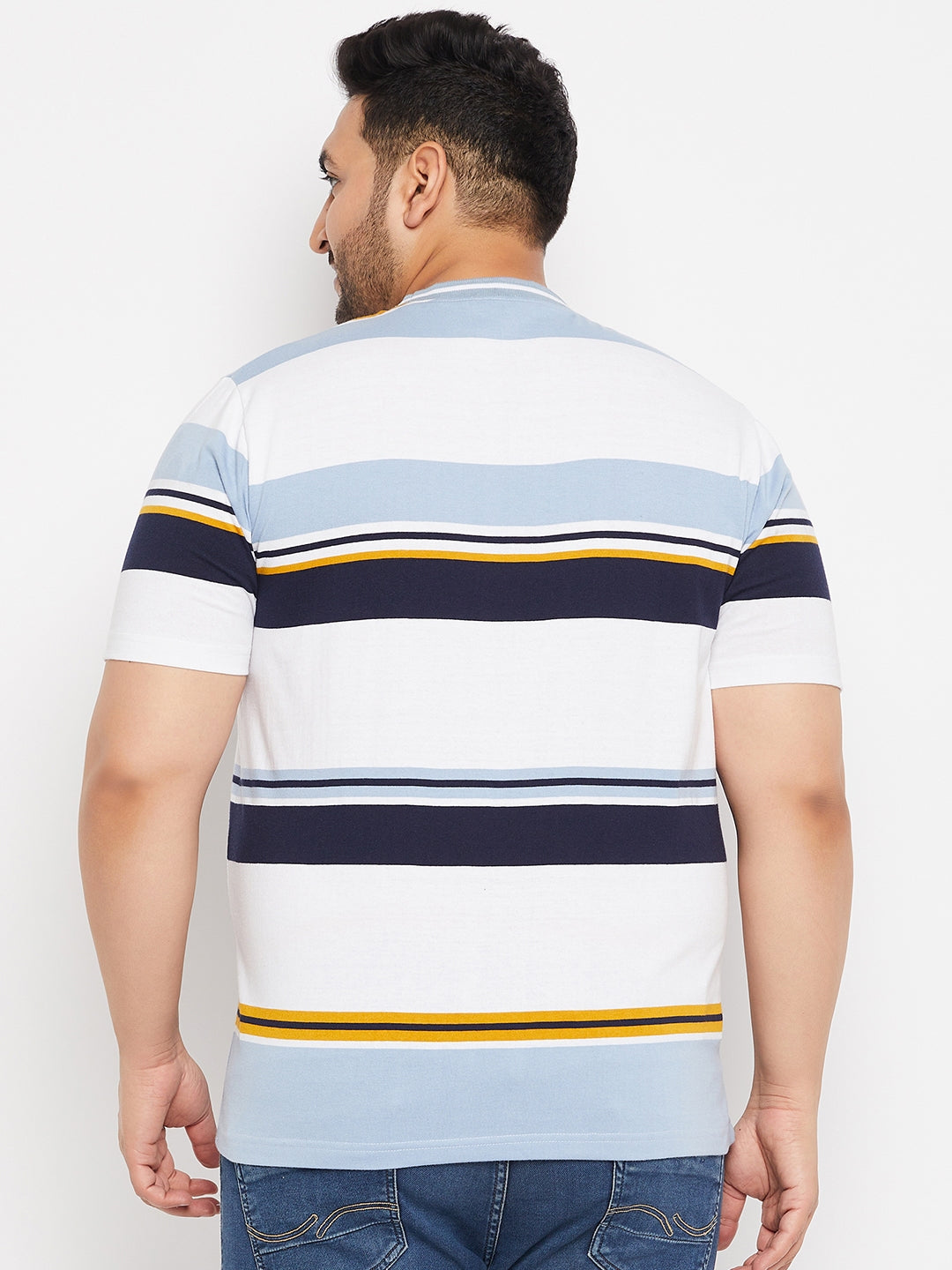 Austivo Striped Men Round Neck Multicolor T-Shirt